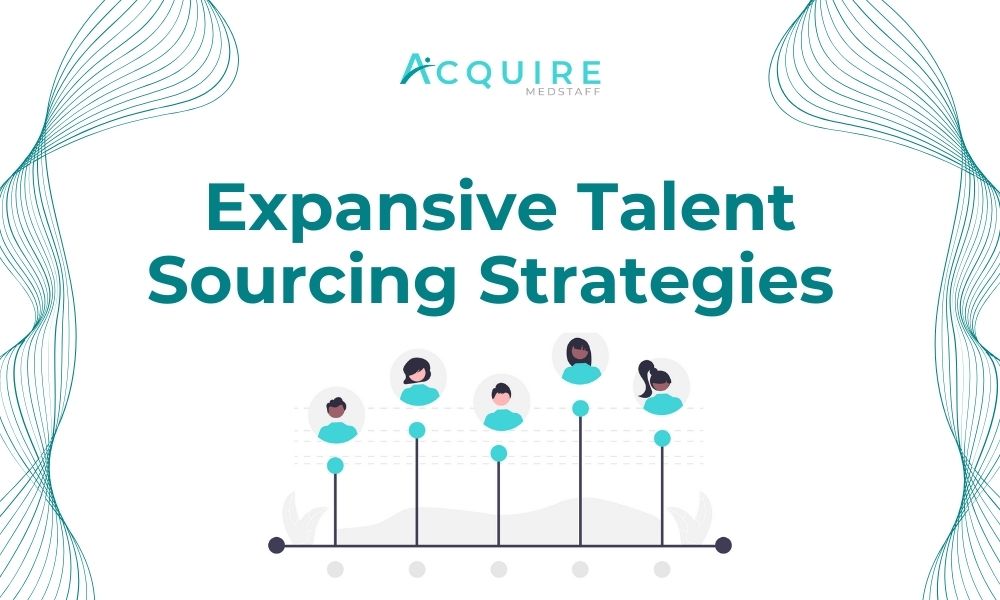 banner for the header titled ”Expansive Talent Sourcing Strategies ” with an illustration of the profile graph.