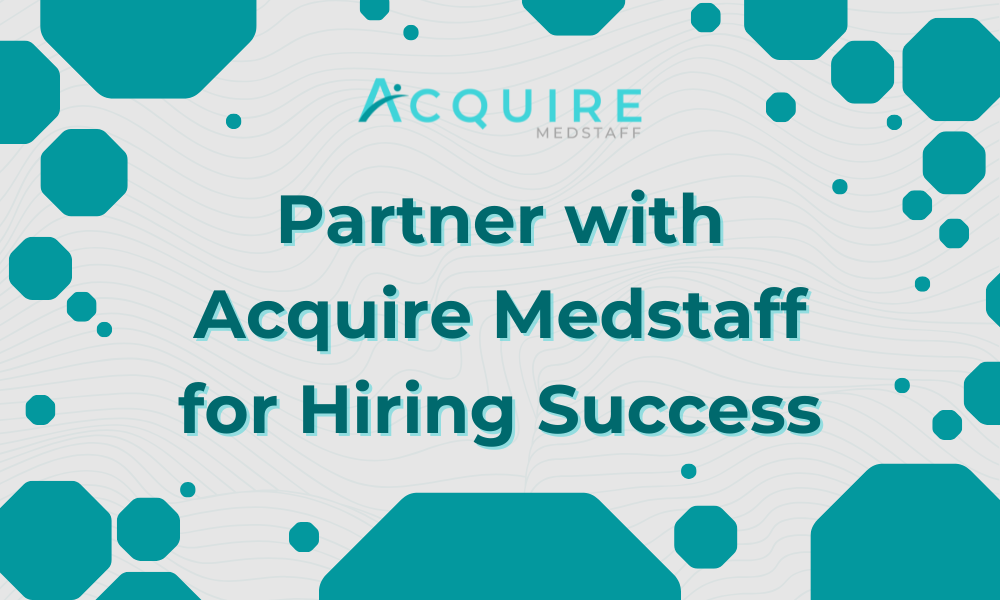 banner for header titled ”Partner with Acquire Medstaff for Hiring Success” with the logo of the company, Acquire Medstaff